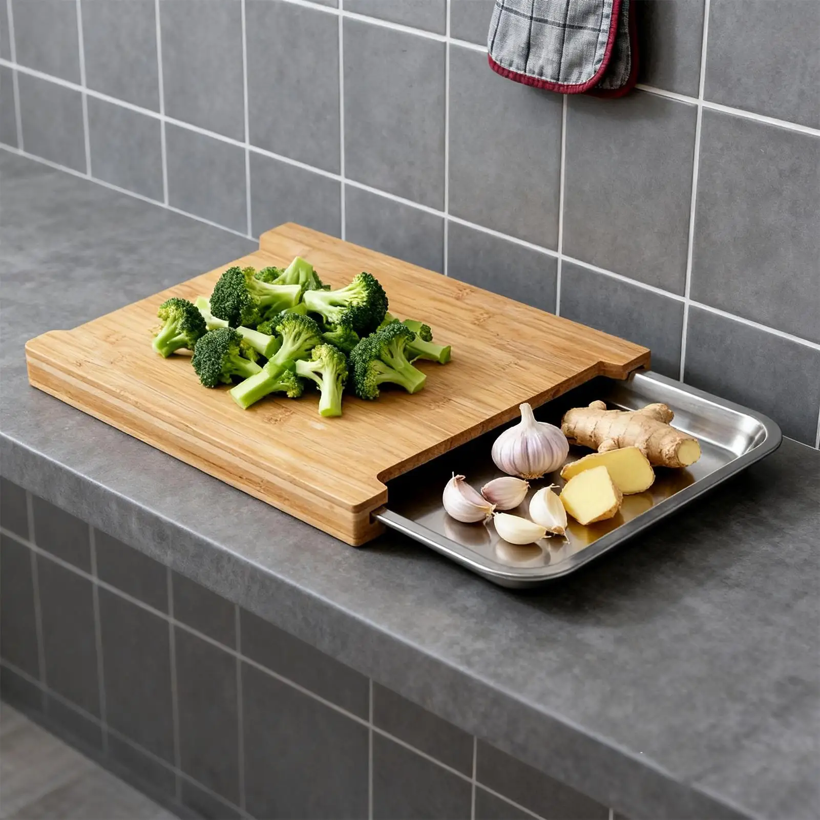 Wooden Cutting Board Non-Slip  - Meal Prep Veggie recension och pris
